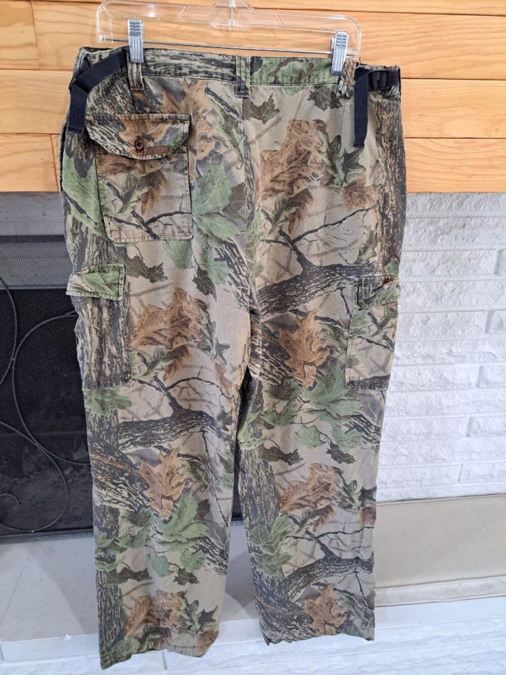 Vintage Woolrich Camo Cargo Pants Adjustable Waist Pockets Mens 36" Leaf Tree - Picture 4 of 13